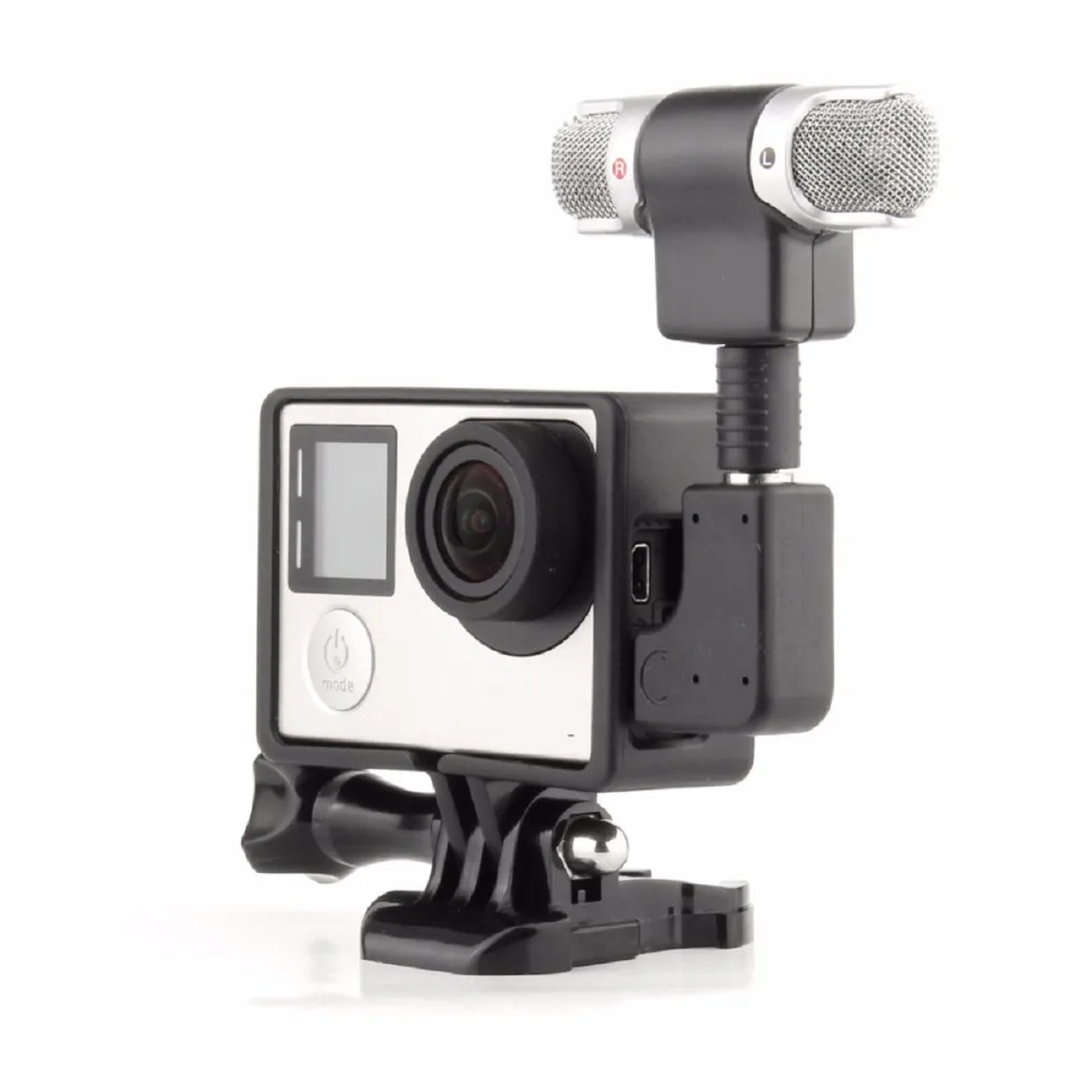 7 в 1 для GoPro Hero 3 3+ 4 Mini USB 3,5 мм микрофон+ рамка+ винт+ пряжка+ адаптер Аксессуары для спортивной экшн-камеры# F3114