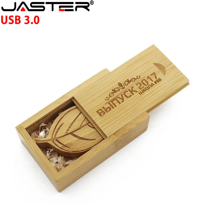 JASTER USB 3,0(более 10 шт. бесплатный логотип) деревянный лист+ упаковочная коробка usb флеш-накопитель карта памяти pendriver 8 ГБ 16 ГБ 32 ГБ 64 Гб подарок