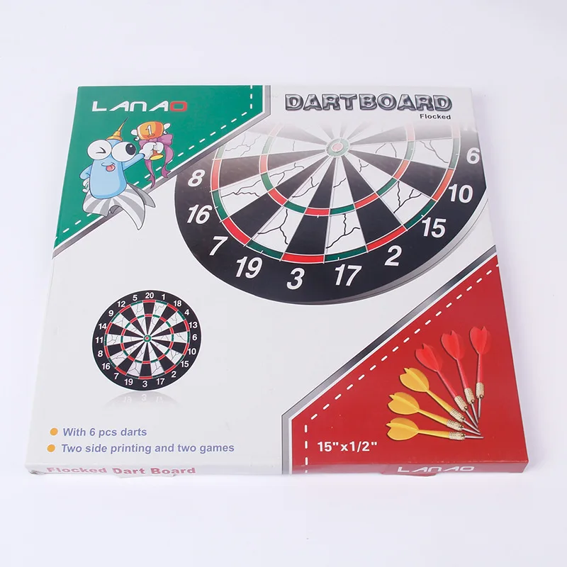 Dartboard 15 дюймов Утолщенные флокированные двухсторонние дартс профессиональные