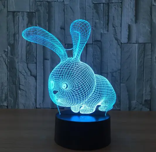Rabbit Мультфильм звезды Патрика акрил 7 цветов Настольная лампа 3D лампа Новинка Светодиодный ночной Светильник Губка Боб Квадратные Штаны светодиодный видение стерео лампа - Испускаемый цвет: Rabbit