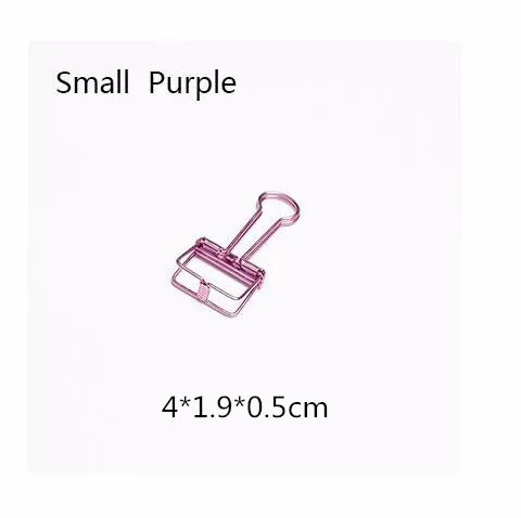 12pcs small Purple 12 шт./компл. 8 цветов милые Kawaii металлическая для бумаги зажимы скобы Офисные школьные принадлежности зажимы фото сообщения билета файл хранения - Цвет: 12pcs small Purple