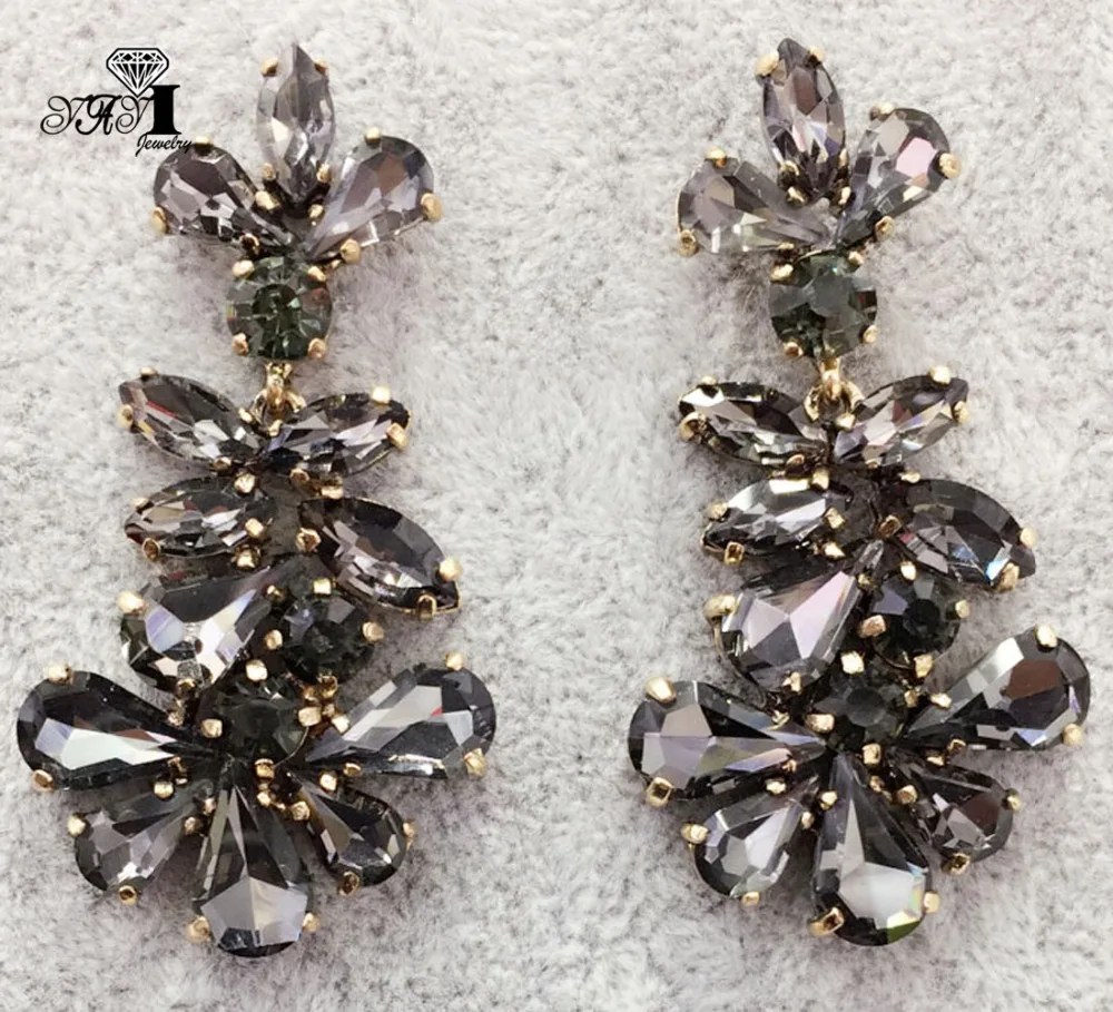 YaYi Jewelry Fashion Multi Glass Rhinestone Dangle Crystal Earring Women's Ancient Gold Color Gem Earrings Gift | Украшения и