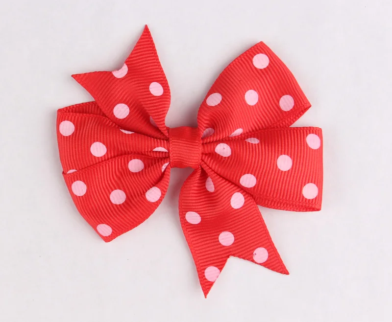 (50pcs/lot)New Design Fabric Flowers Artificial Ribbon Hair Bow Flower Accessories Flatback White Spot For Headbands | Детская одежда и