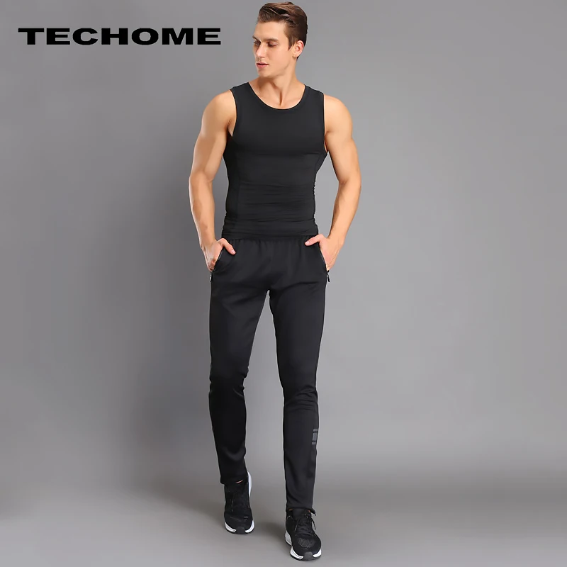 Спортивные штаны для мужчин компрессионные длинные дышащие леггинсы фитнеса на