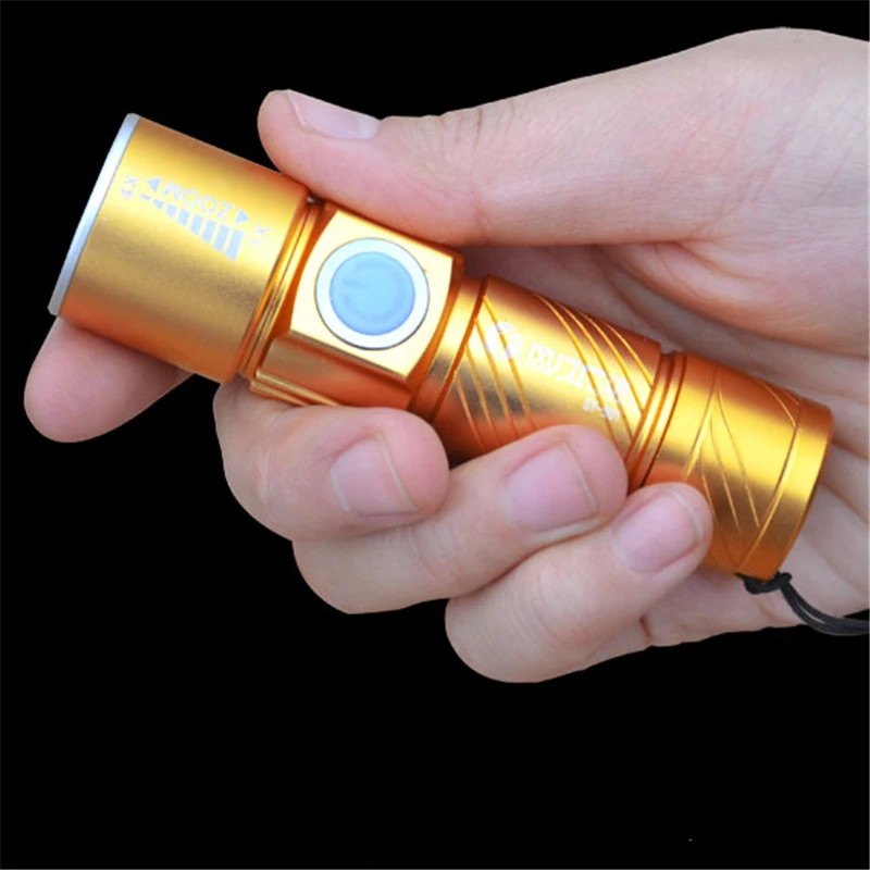Светодиодный фонарик USB телескопический с аккумулятором 18650|flash light|torche militaireflashlight