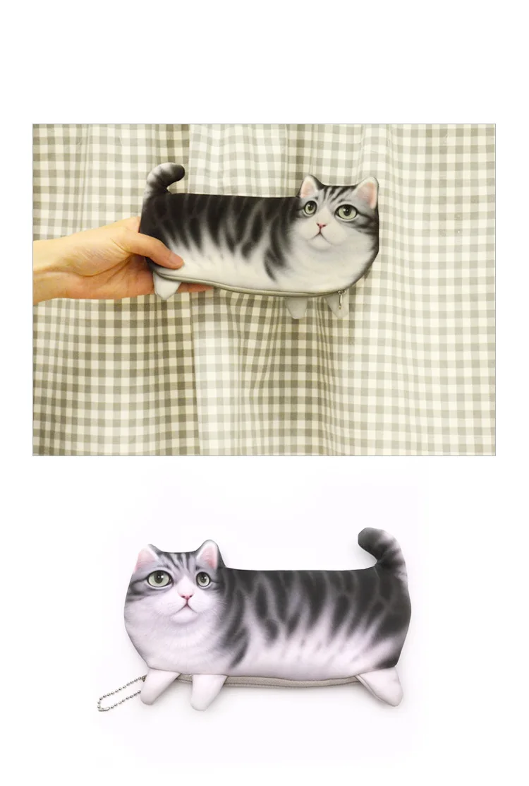 11,11 3D Забавный чехол-карандаш с котом, Полиэстеровые Пеналы, сумки Kawaii для мальчиков и девочек, вместительные школьные принадлежности, канцелярские принадлежности, косметичка, новинка