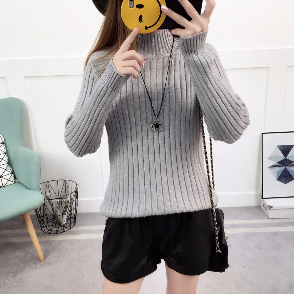 

Новинка, Корейская женская одежда, первоклассник, Осень-зима, однотонный, свободный, плотный, с высоким воротником, рукав реглан, женский кор...