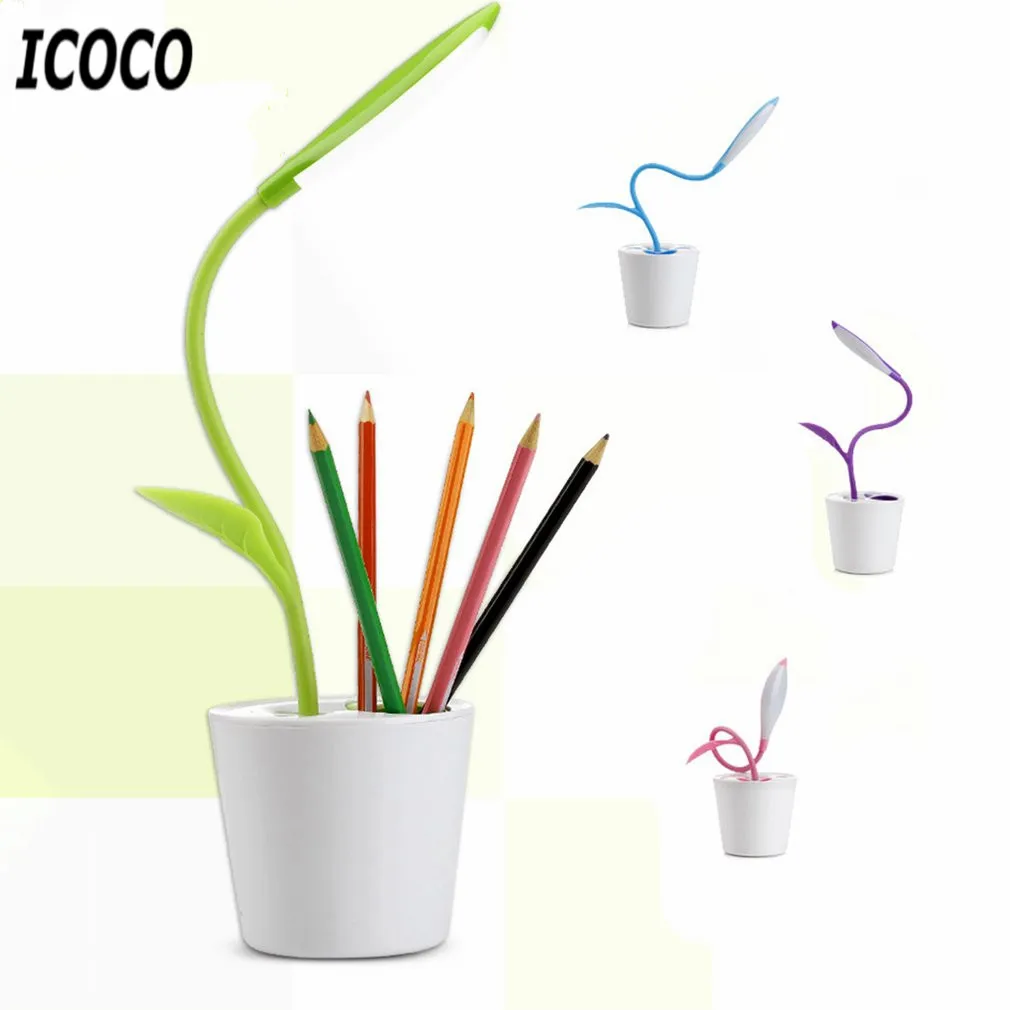 ICOCO Настольная лампа с регулируемой яркостью в виде лепестков цветов USB зарядка