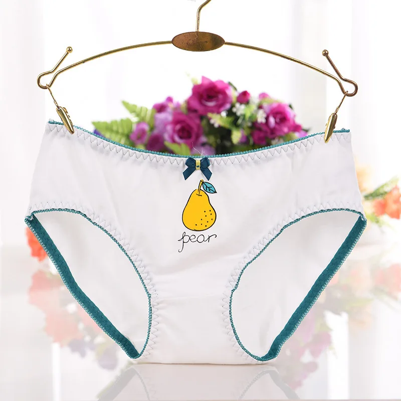 Single pear Трусы для женщин, хлопковые трусики с рисунком груши, женское сексуальное нижнее белье средней высоты, женское нижнее белье, подарок - Цвет: Single pear