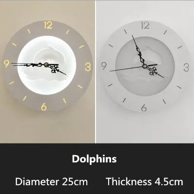 Dolphins Современные светодиодные Настенные светильники для гостиной, настенный светильник для спальни, практичный настенный светильник с часами и звездами/луной - Цвет абажура: Dolphins