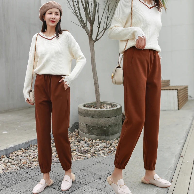 Модные свободные повседневные женские шаровары с высокой талией весна лето 2019