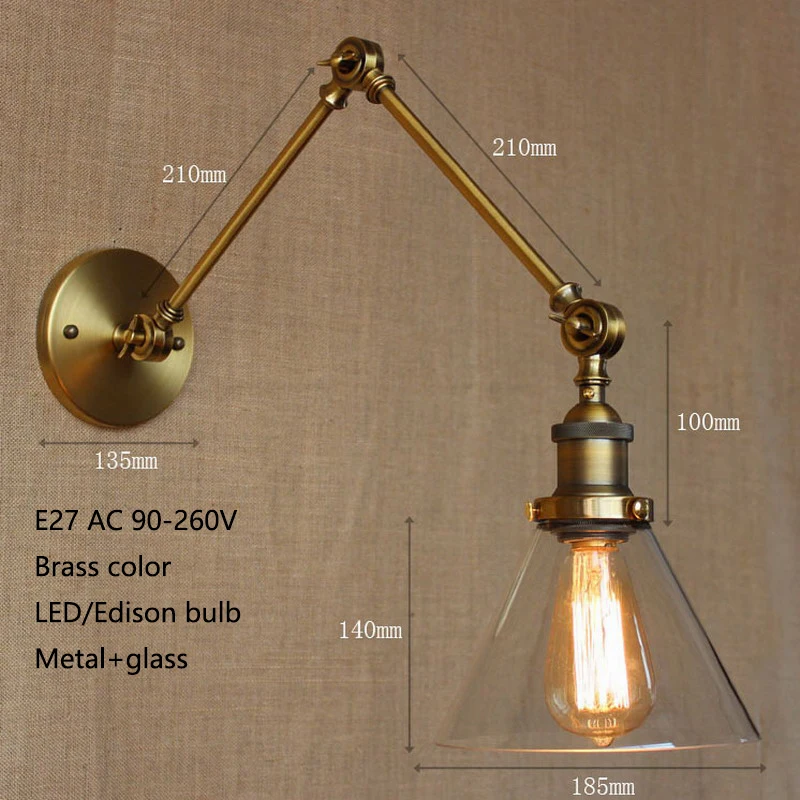 Настенный светильник из античного стального железа в промышленном стиле