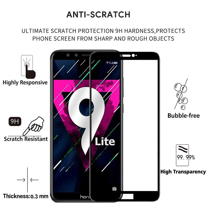2 шт Полное покрытие экрана протектор Закаленное стекло для Huawei Honor 9 lite 5 65 &quot9 H