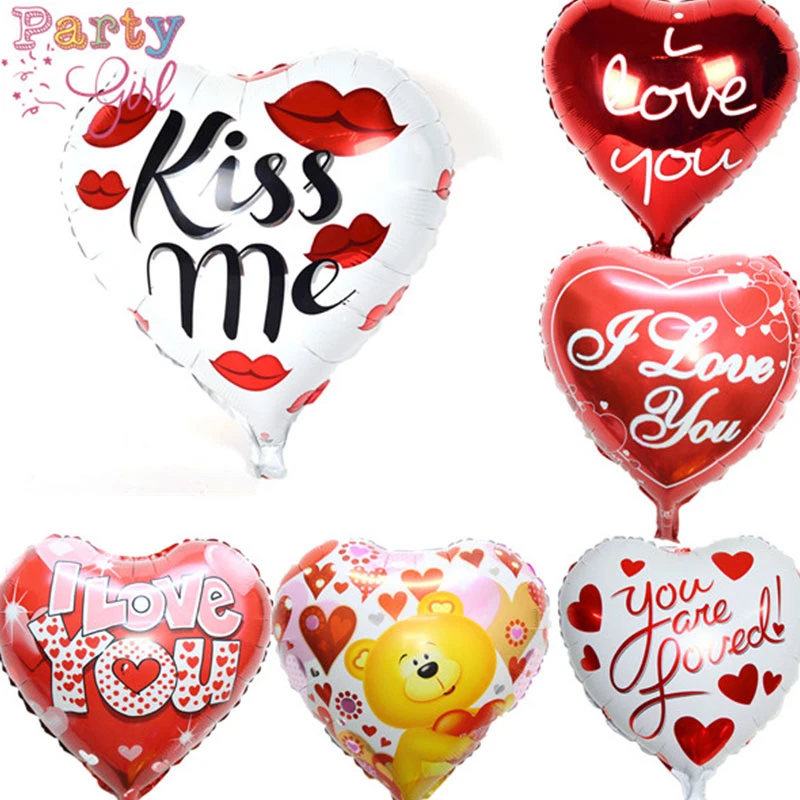 18 дюймов с надписью Kiss Me (Поцелуй воздушные шары из фольги Love Heart гелиевый воздух