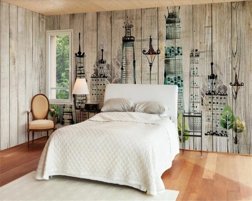 Пользовательские обои ретро ностальгические деревянные зернистые городские