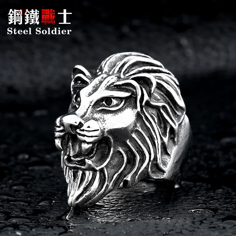 Мужское кольцо из нержавеющей стали с головой льва|lion head ring|ring forrings for men |