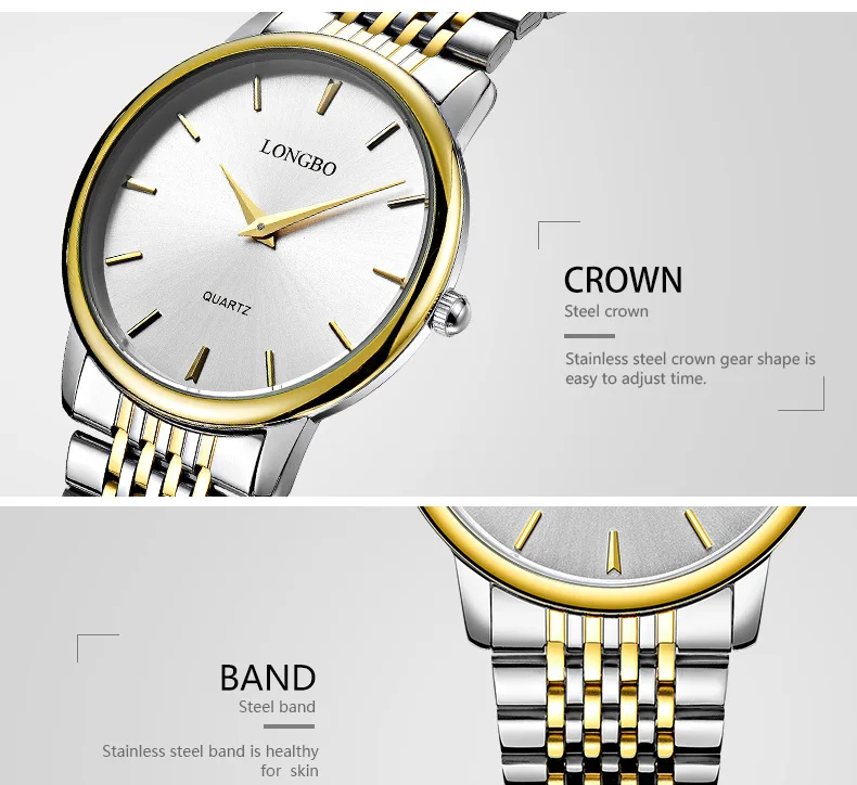 LONGBO,, роскошные часы для влюбленных, для мужчин, Hombre, Reloj, для женщин, золото, нержавеющая сталь, кварцевые наручные часы, подарки, Montre Homme 80275