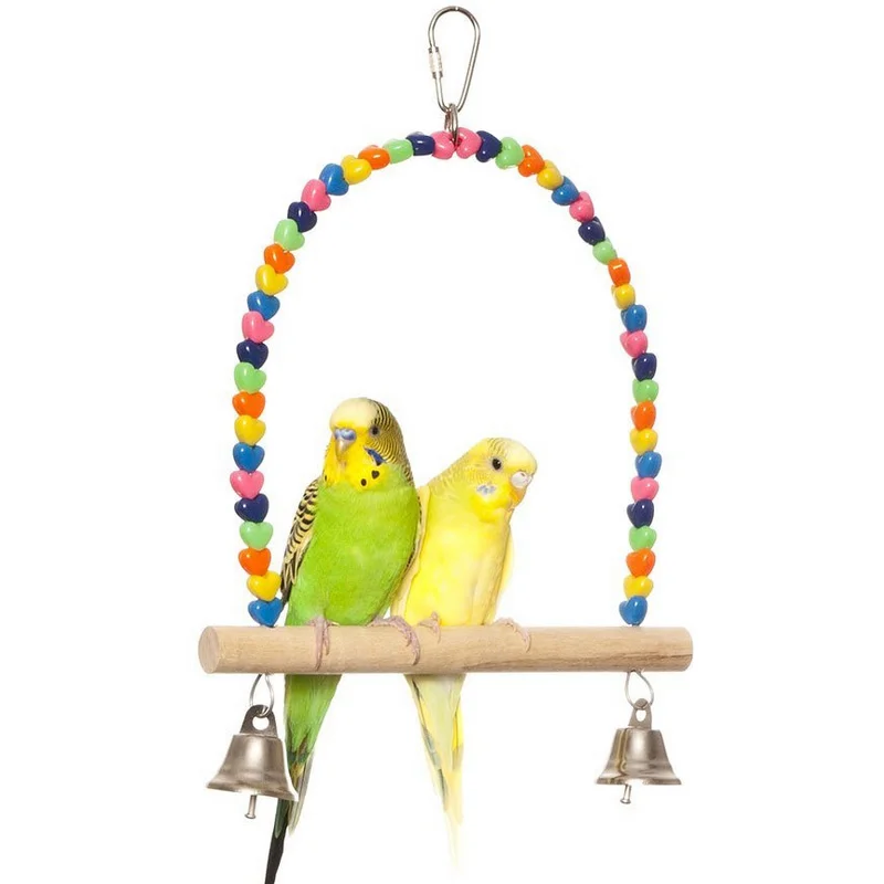 

CAITEC Bird Toys Parrot Swing Wooden Stand Bird Perch Fits any Type of Cage Suitable for Small to Medium Birds