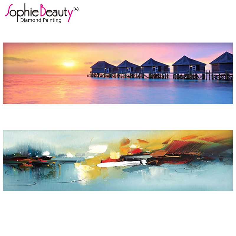 

Sophie Beauty New Diy Diamond Painting Cross Stitch Needlework Colorful Ocean Villa Embroidery Set Handcraft Square Mosaic Kit