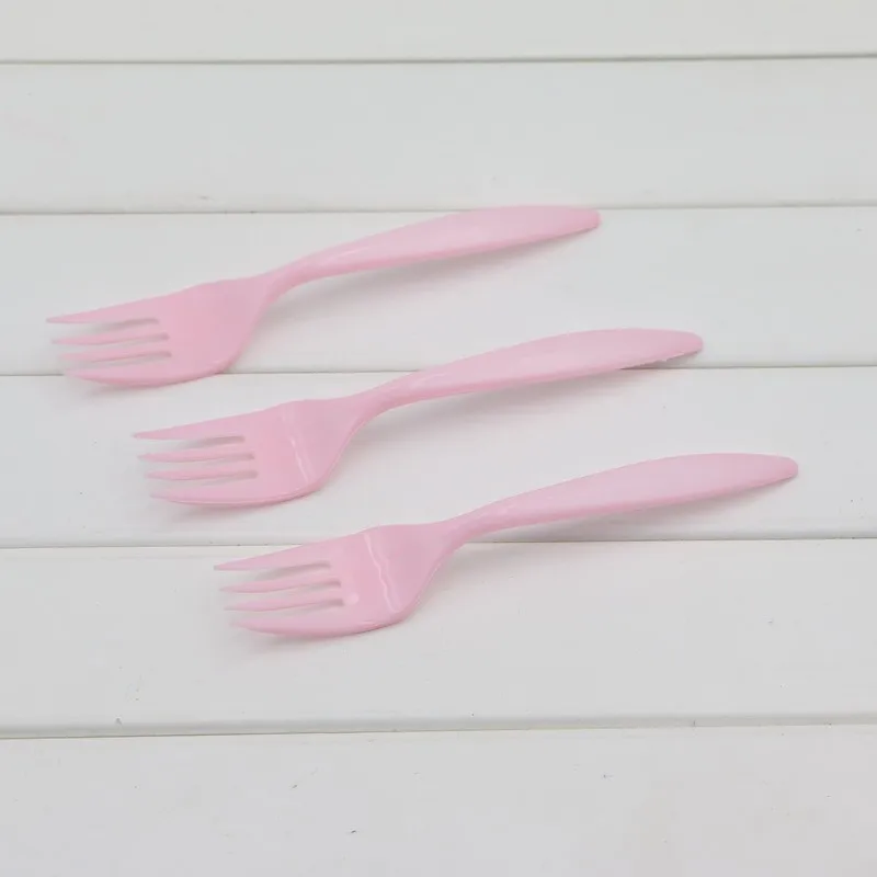 24 шт \ Лот розовая пластиковая посуда мальчик девочка спрос среди детей вилки