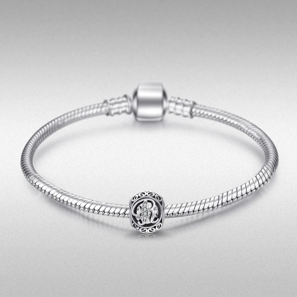 Jewelrypalace стерлингового серебра 925 Буква R жемчужный бисер Подвески Fit Браслеты