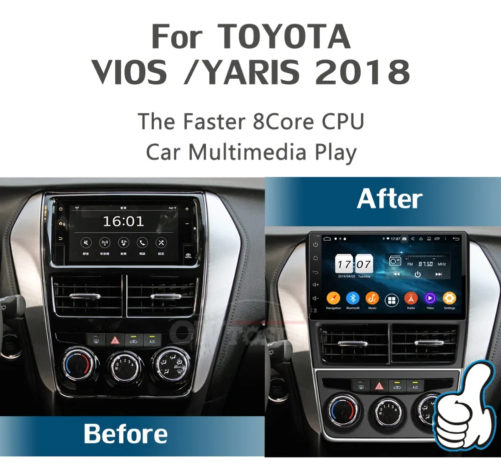 " ips 8 Core 4G ram+ 64G rom Android 9,0 автомобильный dvd-радио GPS для Toyota Yaris, Vios DSP CarPlay Parrot BT стерео