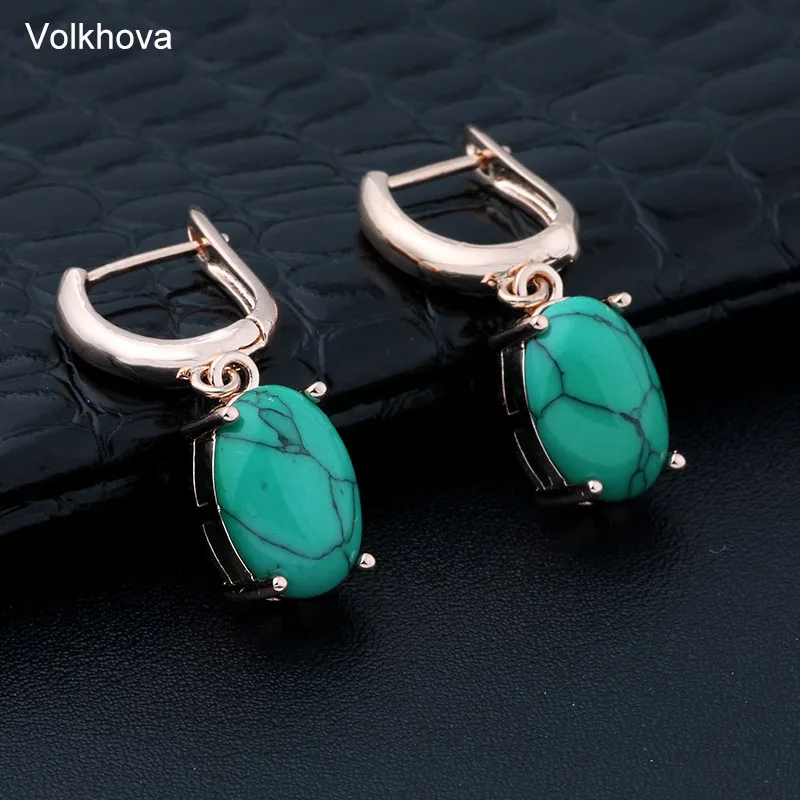 Волхова прямая подвеска 3 вида цветов синтетические сделанные из бирюзы серьги