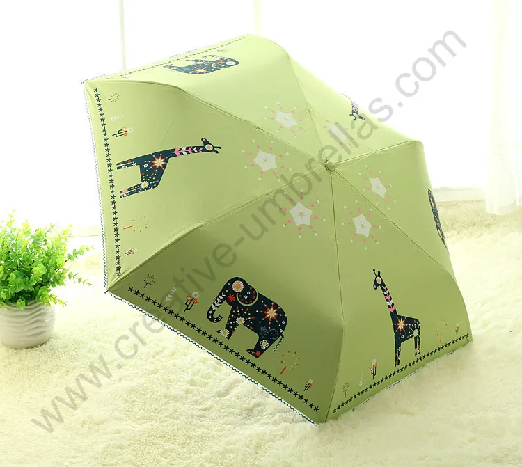 4pcs/lot 4colour optional three fold windproof 4 times black coating Anti-UV parasol alloy fiberglass Elephant deer umbrellas | Дом и сад