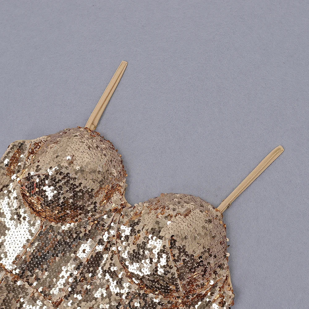 

Sexy Gold Sequined Simple Elegant Homecoming Nightclub Dress