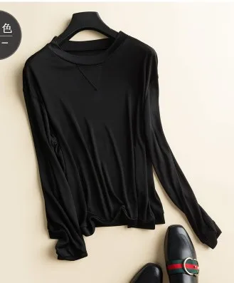 Осенняя одежда новая шелковая футболка с длинным рукавом 2021|t-shirt with long sleeves|silk