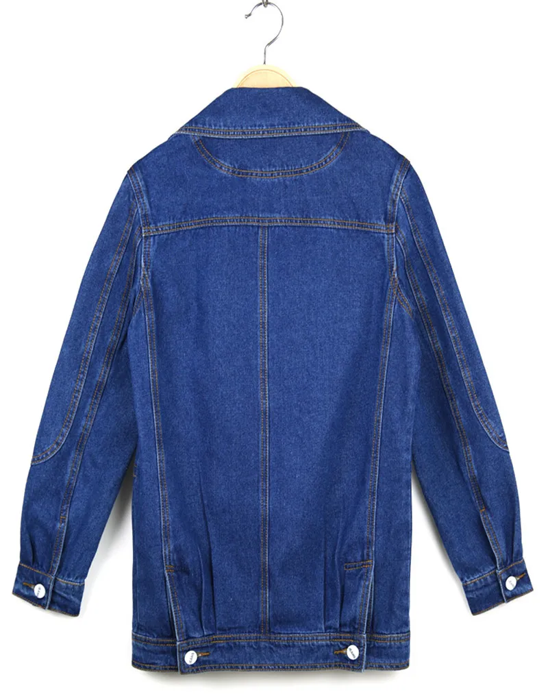 Женская джинсовая куртка с длинным рукавом свободная в стиле ретро Корейском на