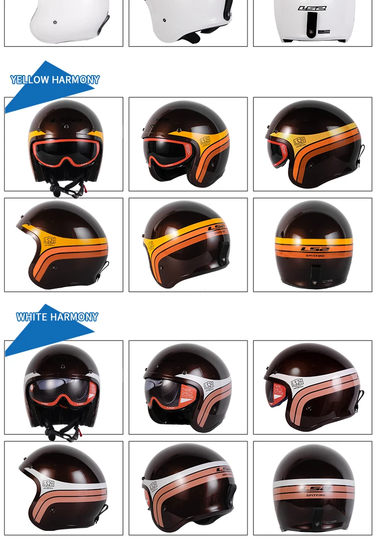LS2 OF599 шлем Spitfire moto rcycle шлем jet винтажный шлем с открытым лицом Ретро 3/4 полушлем casco moto с 3 кнопками