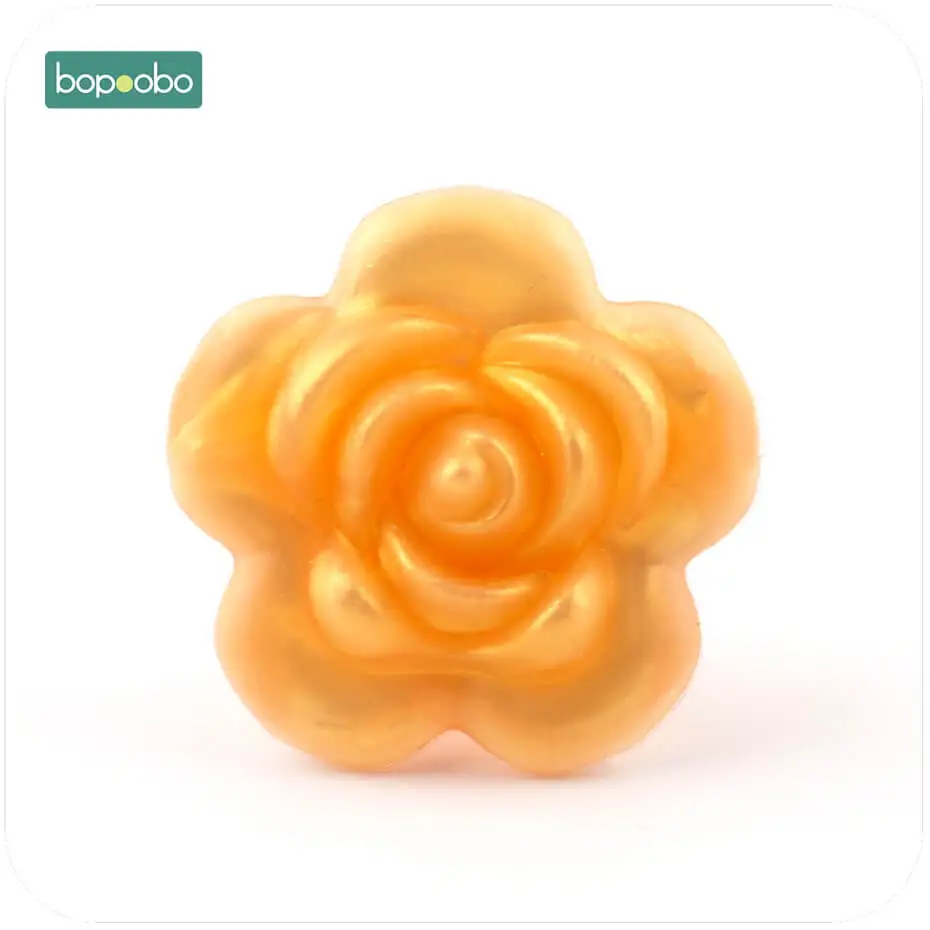 gold rose Bopobo Детские аксессуары 1 шт. силиконовые розовые бусины Цветок пищевой Прорезыватель для зубов DIY ювелирные изделия для кормления сенсорная игрушка для прорезывания зубов детский Прорезыватель - Цвет: gold rose
