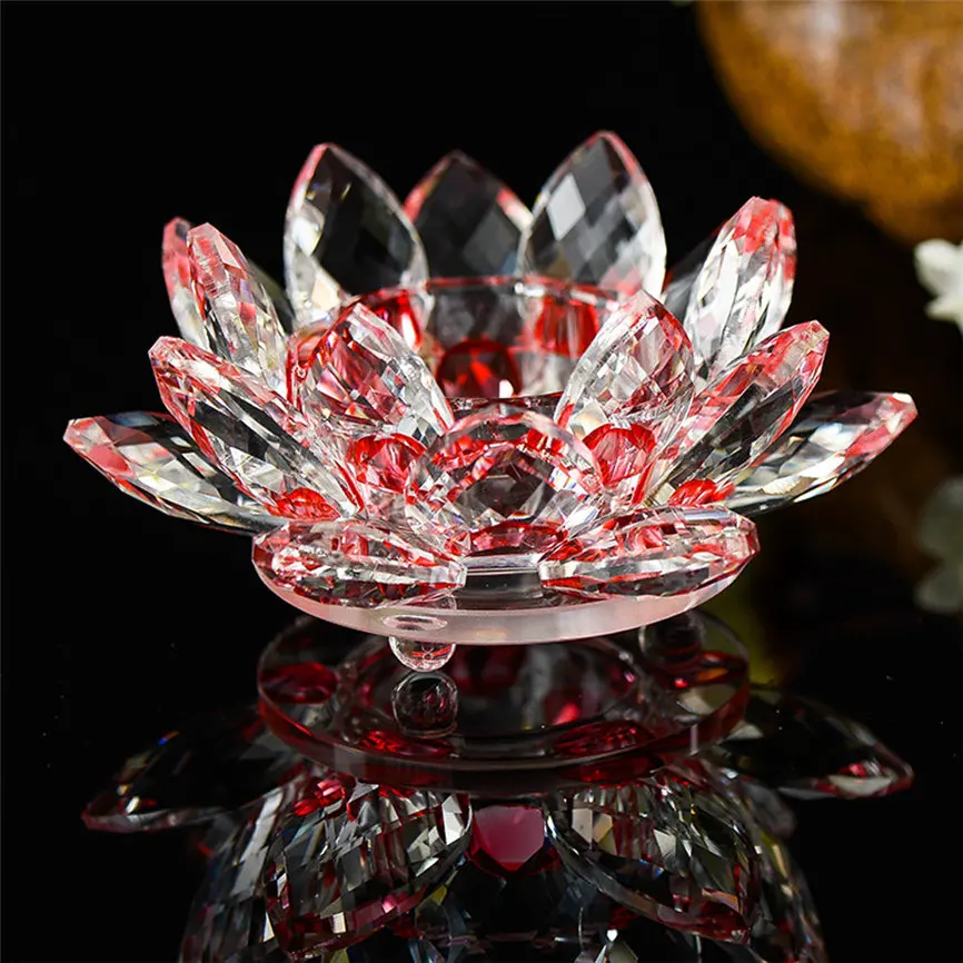 7 Colors Crystal Glass Lotus Flower Candle Tea Light Holder Buddhist Candlestick Party&ampWedding For Home Decorations As Gift 1206 | Дом и