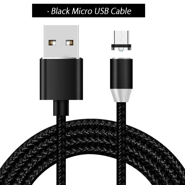 Black Micro USB Магнитный кабель Micro USB 2 м 1 м usb type C Магнитный кабель Разъем для телефона usb-кабель для samsung huawei LG Nokia 8 Usbc Kabel - Цвет: Black Micro USB