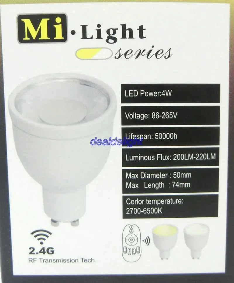Светодиодная лампа Mi. Light 2 4G GU10 5 Вт CCT FUT011 двойной белый (холодный теплый белый) AC85