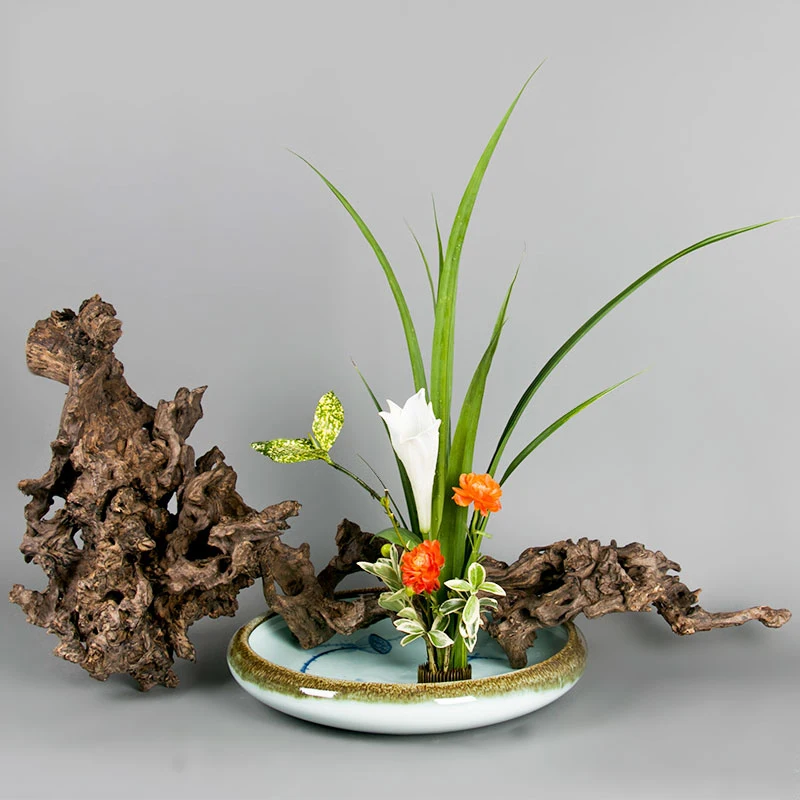 Креативная ручная роспись сине белый фарфоровый цветочный горшок ваза тарелка