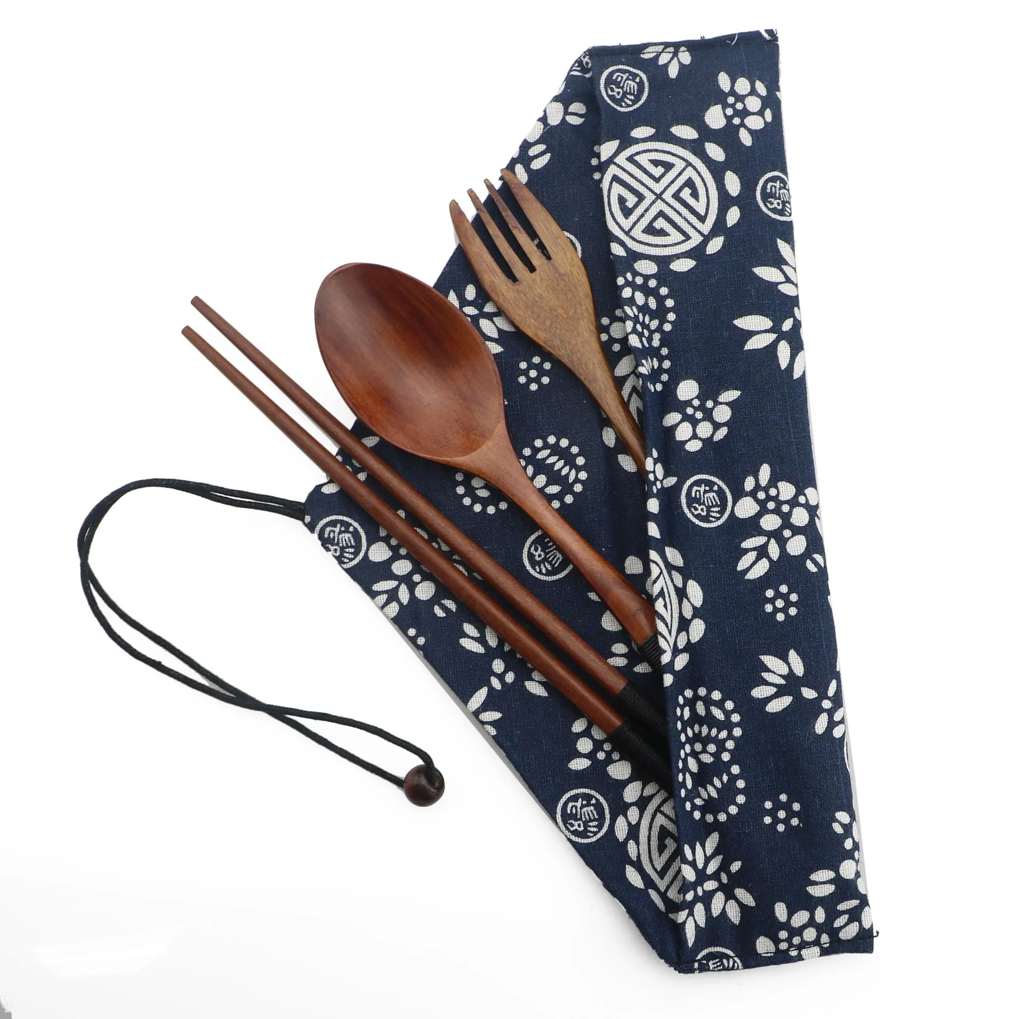 Древесины бамбука Портативный посуда деревянные вилки столовые приборы для