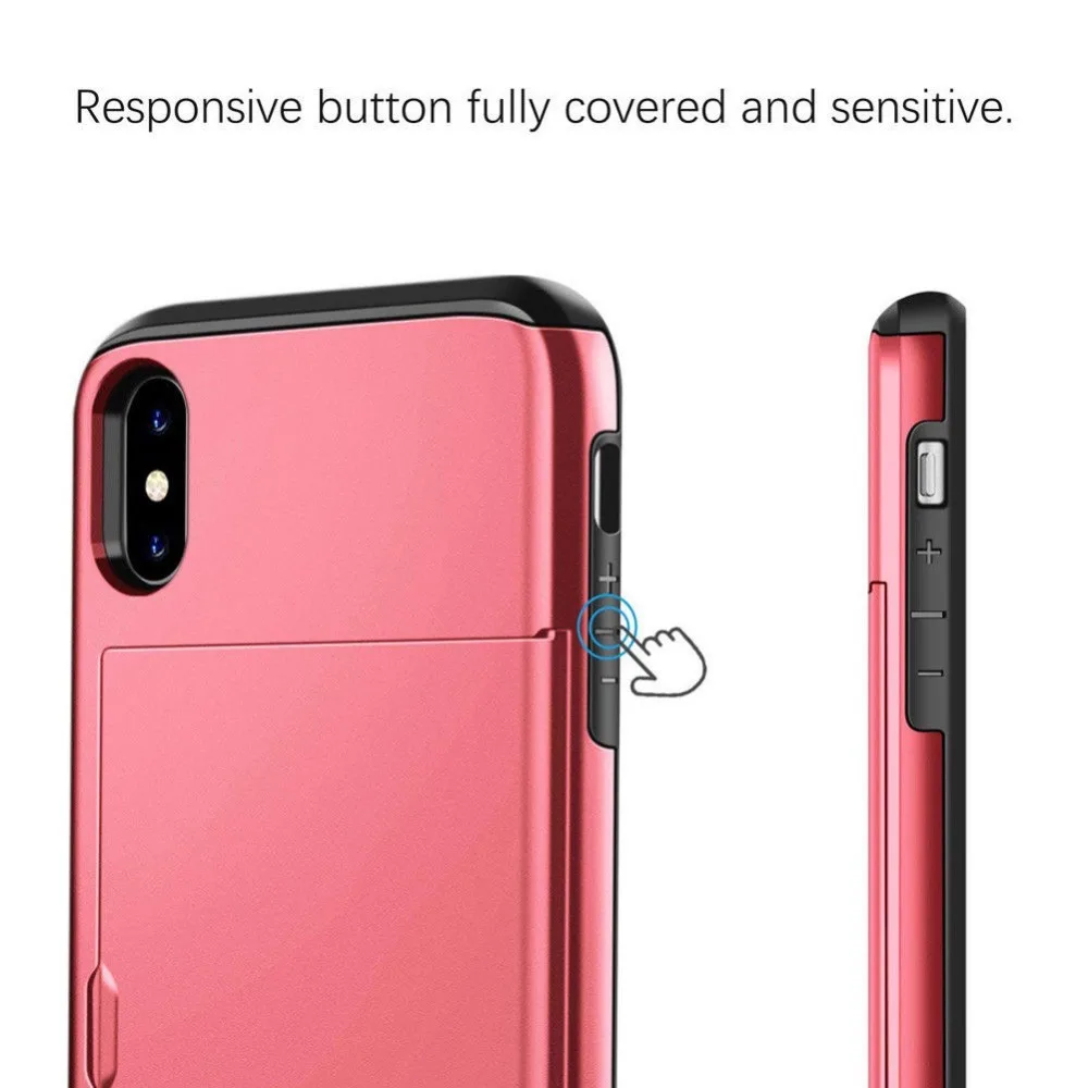 Армированный чехол слайдер для карт iPhone XS MAX XR X 8 7 6S Plus Чехол держатель с