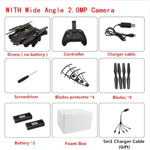 2MP W-A 2B Foam Box VISUO XS809S складной селфи Дрон с камерой FPV Дроны с камерой HD XS809HW Модернизированный Дрон RC Квадрокоптер Вертолет VS E58 - Цвет: 2MP W-A 2B Foam Box