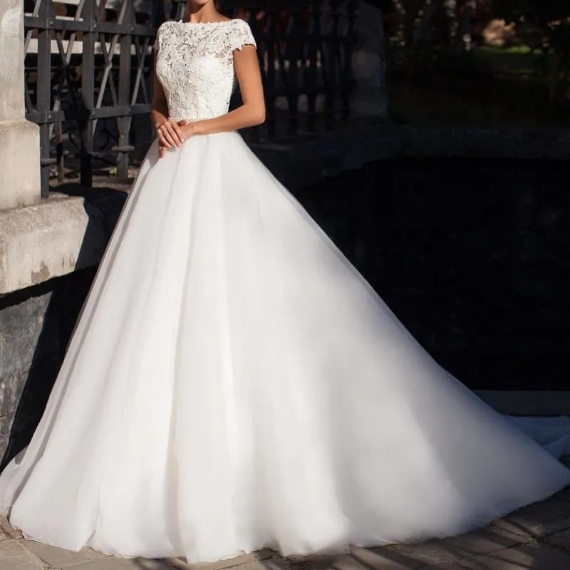 Классический Стиль Кружева Аппликация Из Органзы Свадебные Платья Роскошные A Line