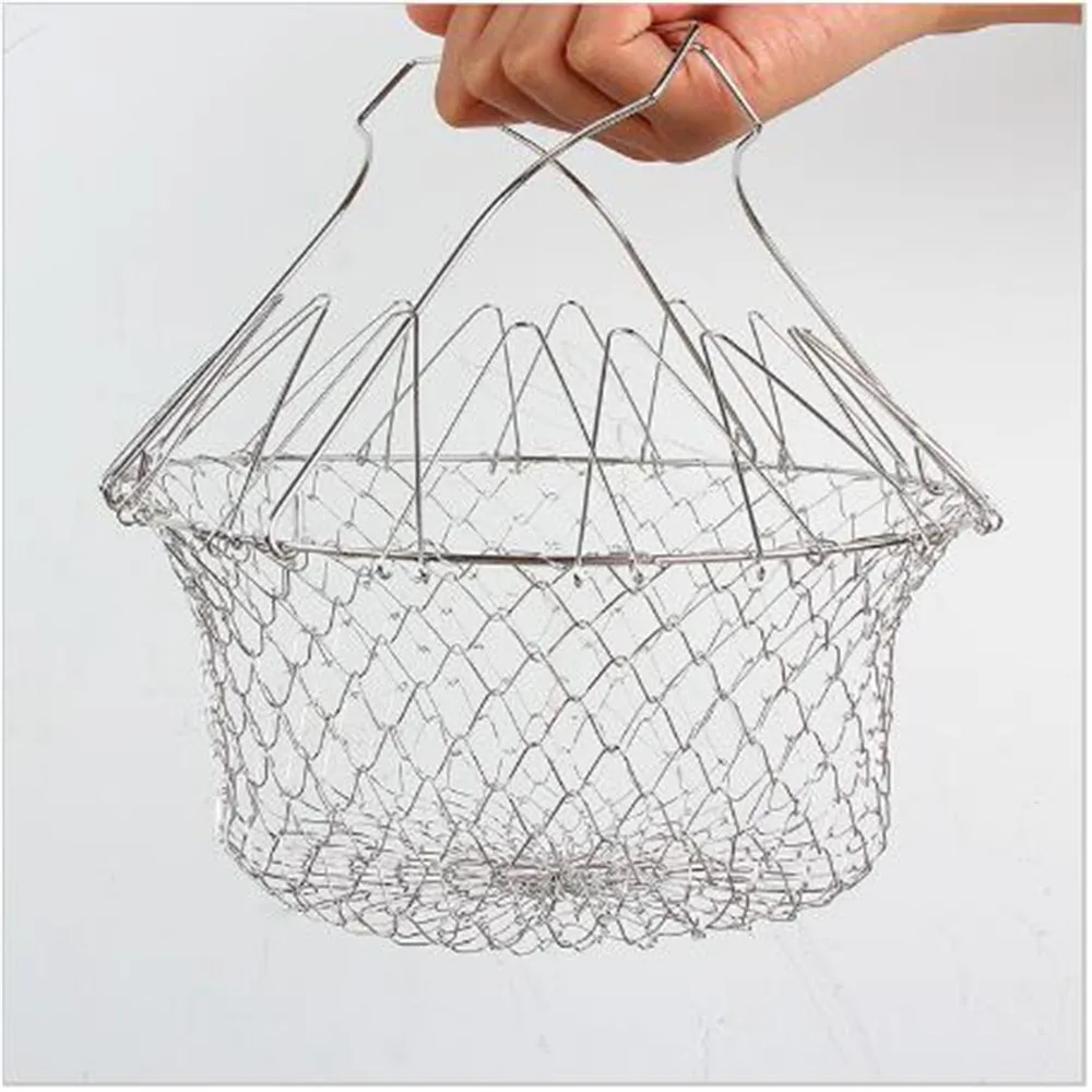 Складная промывка паром корзина шеф повара для глубокой жарки Волшебная