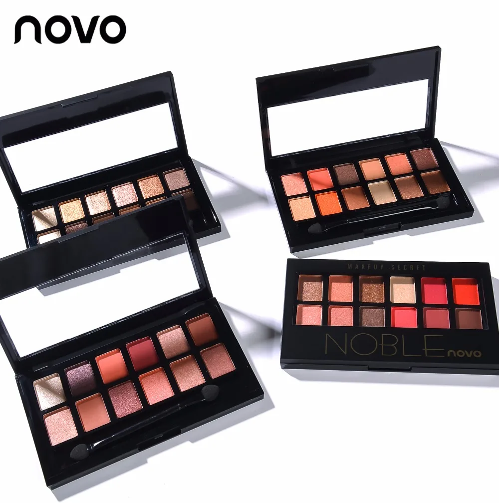 NOVO fashion, 12 цветов, матовые тени для век, палитра, блеск, обнаженные тени для век, пигмент, обнаженные тени для век, Корея, косметический набор для макияжа
