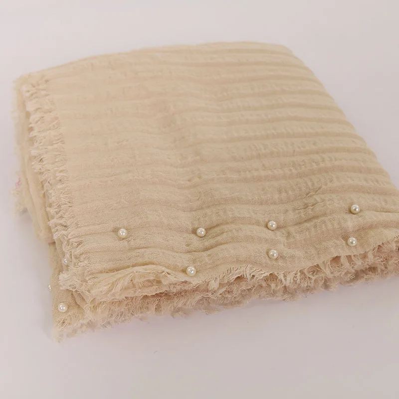 2020 зима однотонный бисер морщин шаль из вискозы шарф для женщин высокое качество