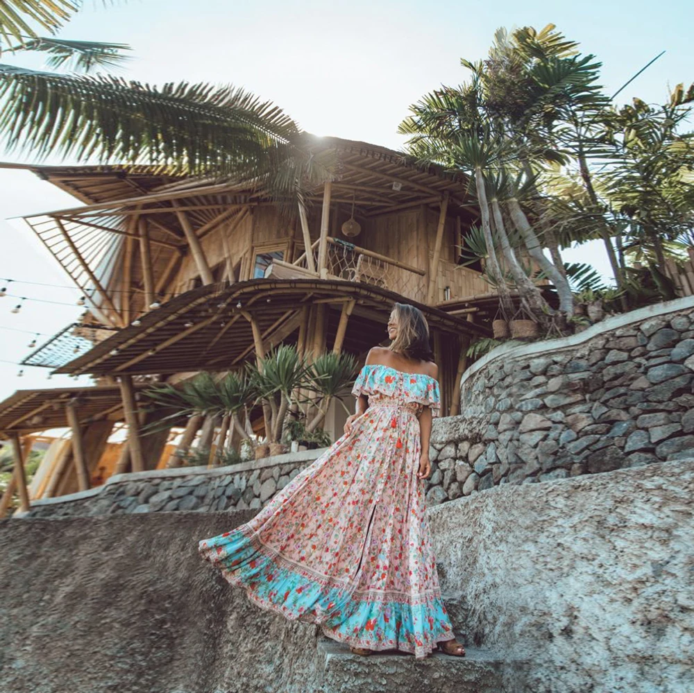 2019 летнее Новое богемное платье розовое с короткими рукавами и принтом|Женские