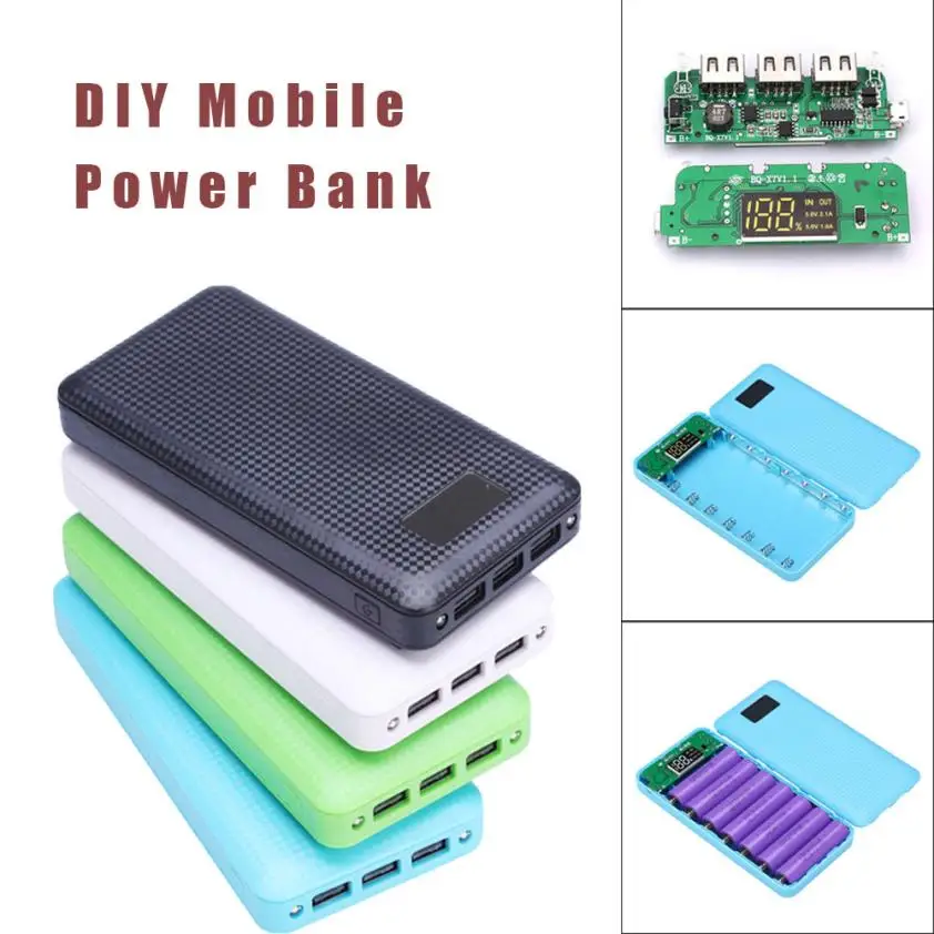HIPERDEAL 5 в 2 1 а 3 USB 7X 18650 DIY Мобильный блок питания комплект зарядное устройство