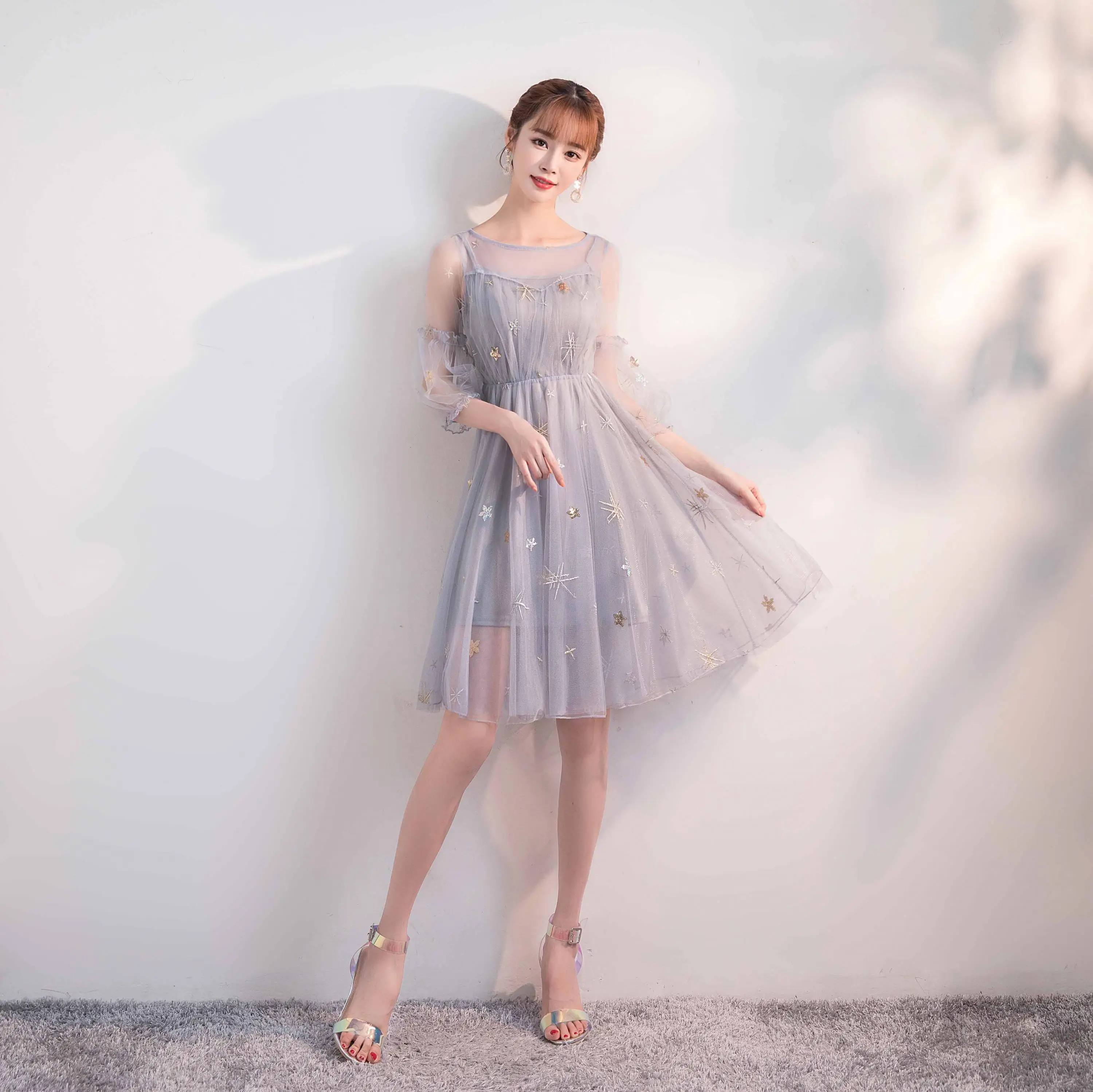 Комплект из 2 предметов новое летнее Сетчатое платье до колена с вышивкой в стиле