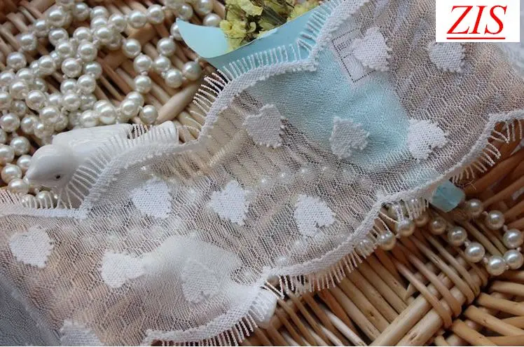 Модное Качество 9 м/лот сердце узор кружево с ресничками ткань женское свадебное