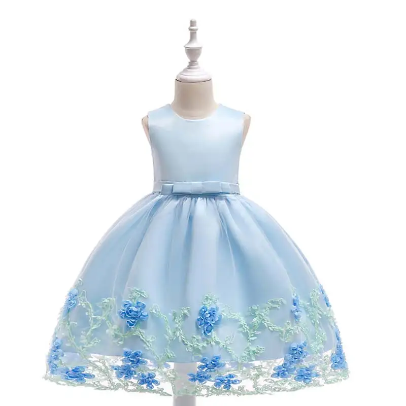 

BOTEZAI 2021 Girls Birthday Princess Party Dress Baby Flower Summer Tutu Sleeveless Clothes Children Wedding Elegant Long Skirt