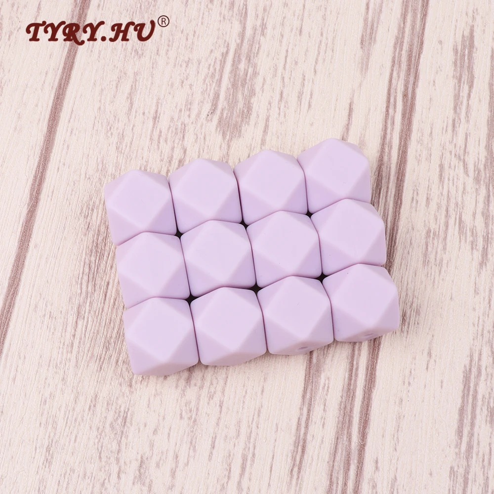 

TYRY.HU 14mm Hexagon 100pc Silicone Lilac Purple Beads Small Jewelry Beads BPA Safe Baby Teething Teether Toys DIY Necklace